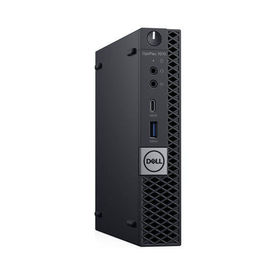 Refurbished Dell OptiPlex 7070 Mini Desktop Intel 8 Core i7 Win 11 front view