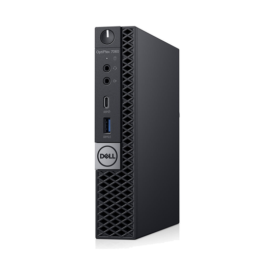 Refurbished Dell OptiPlex 7060 Mini Desktop Intel 6 Core i5 Win 11 front view