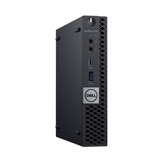 Refurbished Dell OptiPlex 7070 Mini Desktop Intel 8 Core i7 Win 11 front view